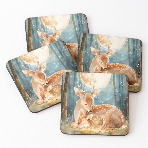 Item preview, Watercolor Deer and Fawn Woodland Nursery Art designed and sold by WabiSabiSjak.