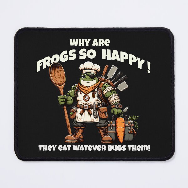 Item preview, Frog Chef Pun Why Are Frogs So Happy Eating Bugs designed and sold by Tsugraf Designs.