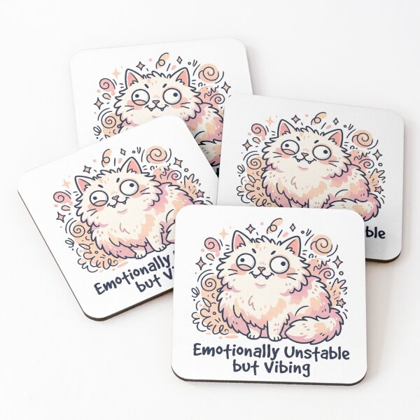 Item preview, Emotionally Unstable but Vibing Fluffy White Chaotic Cat Sticker designed and sold by ItsArtisticLab.