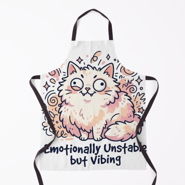 Item preview, Emotionally Unstable but Vibing Fluffy White Chaotic Cat Sticker designed and sold by ItsArtisticLab.