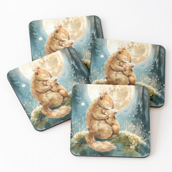 Item preview, Watercolor Squirrel and Baby Woodland Nursery Art designed and sold by WabiSabiSjak.