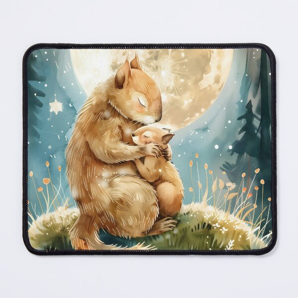 Item preview, Watercolor Squirrel and Baby Woodland Nursery Art designed and sold by WabiSabiSjak.
