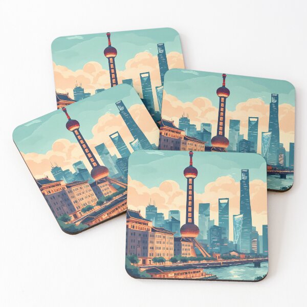 Item preview, The Bund Skyline Shanghai 2D Travel Illustration Landscape China designed and sold by JacksoonLester.