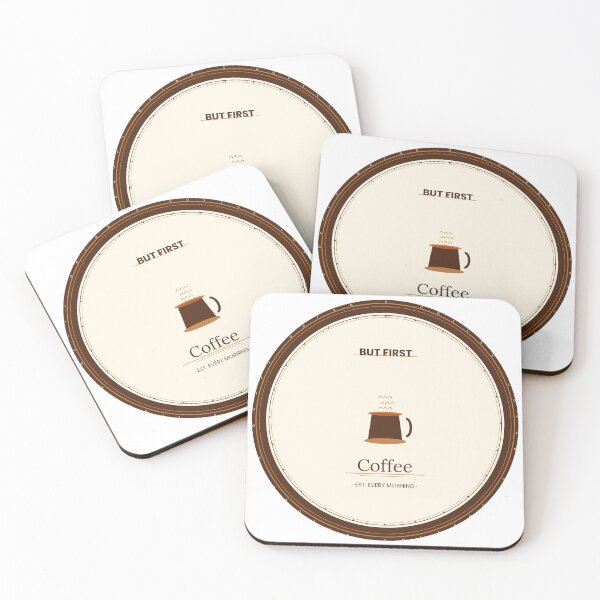 Item preview, But First Coffee Vintage Retro Badge Design designed and sold by Petal & Pixel Co.