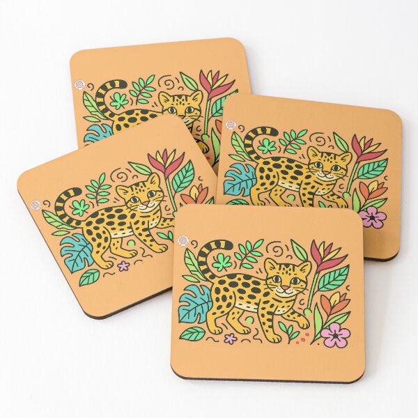 Item preview, Tropical Ocelot – Feline protector among leaves and flowers designed and sold by DianaAlunaImage.