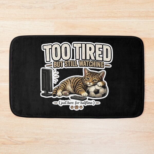 Item preview, Too Tired But Still Watching Cat Meme Shirt | Funny Soccer Cat TV Fan Gift Idea designed and sold by Serene Whiskers.