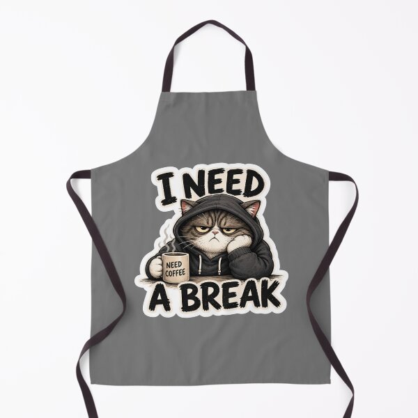 Item preview, I Need A Break Cat Sticker | Funny Tired Cat Meme | Grumpy Coffee Cat designed and sold by K-Vibe Design Studio.