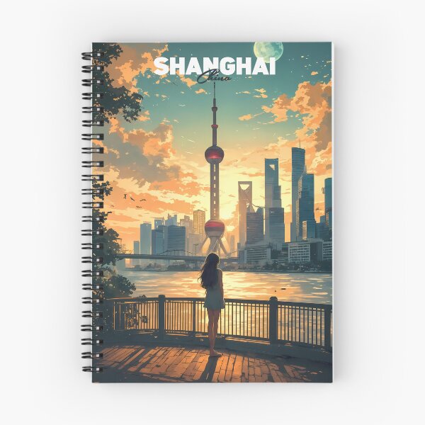 Item preview, Anime Girl Dreaming at The Bund Shanghai Pastel Travel Illustration designed and sold by JacksoonLester.
