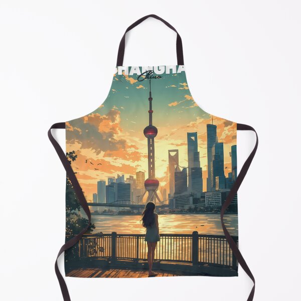 Item preview, Anime Girl Dreaming at The Bund Shanghai Pastel Travel Illustration designed and sold by JacksoonLester.