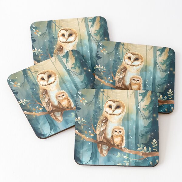 Item preview, Watercolor Owl and Baby Woodland Nursery Art designed and sold by WabiSabiSjak.