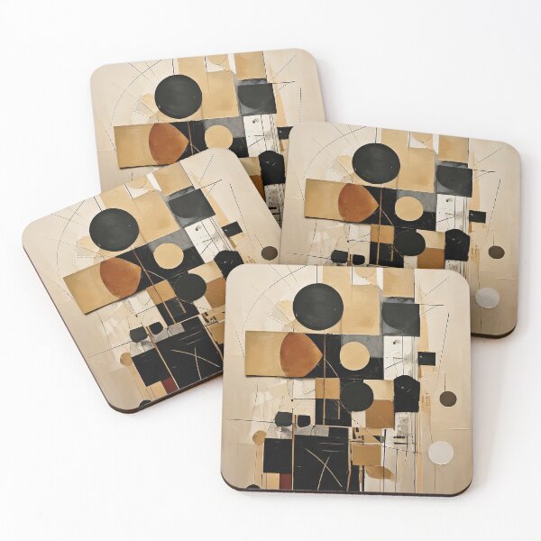 Item preview, Mid Century Modern Painting - Geometric Earth Tones - Retro Shapes Browns & tan - MCM designed and sold by CattlettArt.