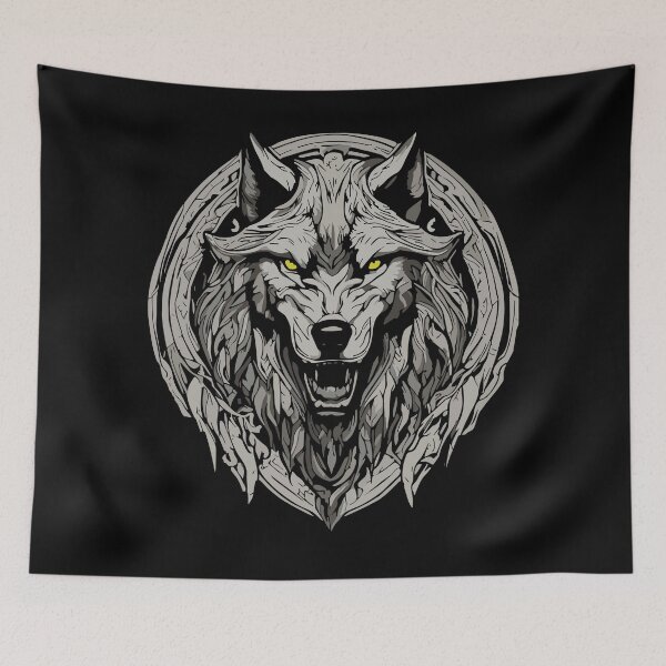 Item preview, Viking Wolf Head Norse Mythology Art designed and sold by RamyGallery.