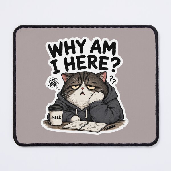 Item preview, Why Am I Here Cat Sticker | Funny Confused Cat Meme | Relatable Mood designed and sold by K-Vibe Design Studio.