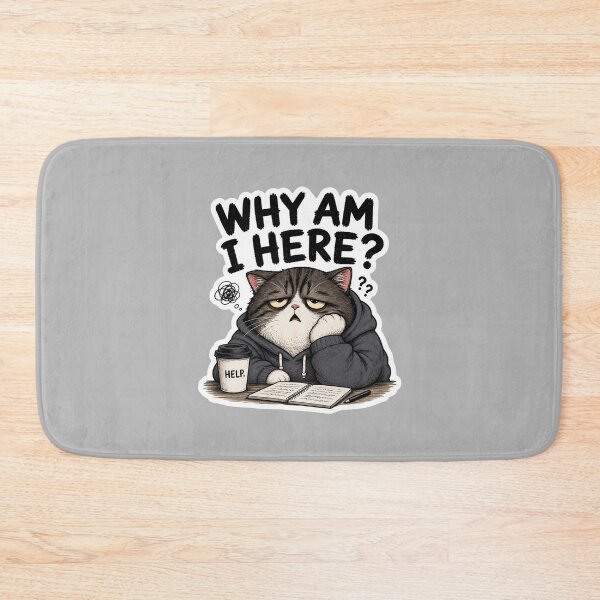 Item preview, Why Am I Here Cat Sticker | Funny Confused Cat Meme | Relatable Mood designed and sold by K-Vibe Design Studio.