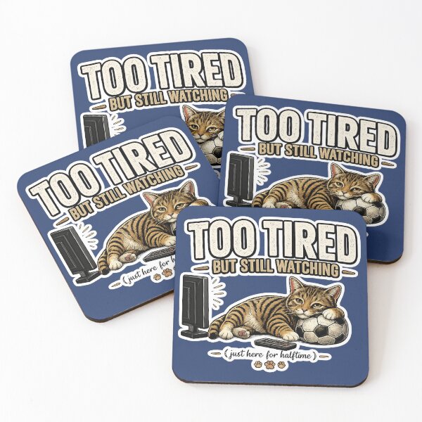 Item preview,   Too Tired But Still Watching Cat Meme Shirt | Funny Soccer Cat TV Fan Gift Idea designed and sold by Serene Whiskers.