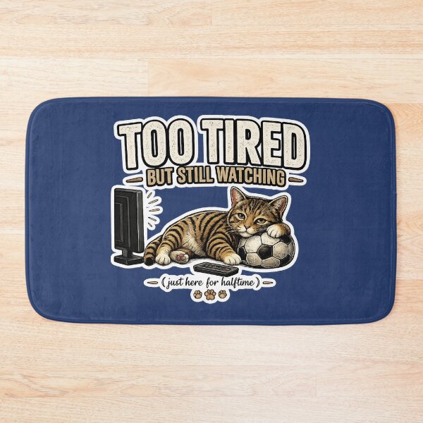 Item preview,   Too Tired But Still Watching Cat Meme Shirt | Funny Soccer Cat TV Fan Gift Idea designed and sold by Serene Whiskers.