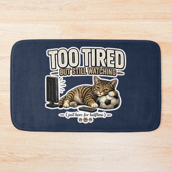 Item preview,   Too Tired But Still Watching Cat Meme Shirt | Funny Soccer Cat TV Fan Gift Idea designed and sold by Serene Whiskers.