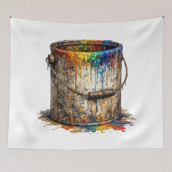 Item preview, Rustic Paint Bucket Colorful Drip Splash designed and sold by jgvisualarts.