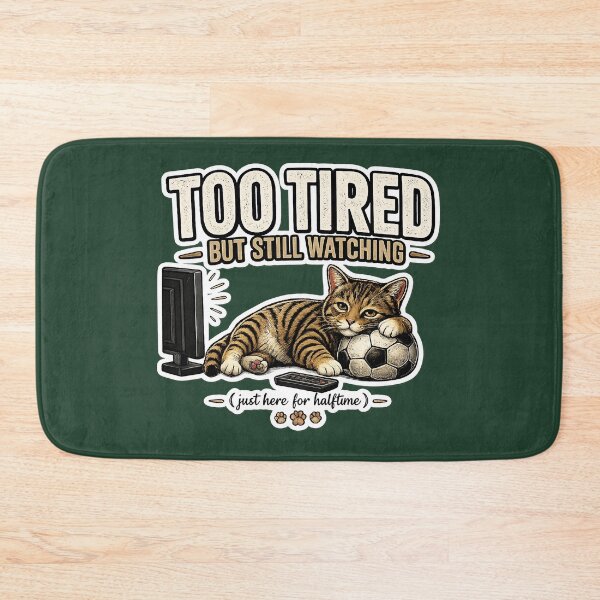 Item preview,  Too Tired But Still Watching Cat Meme Shirt | Funny Soccer Cat TV Fan Gift Idea designed and sold by Serene Whiskers.