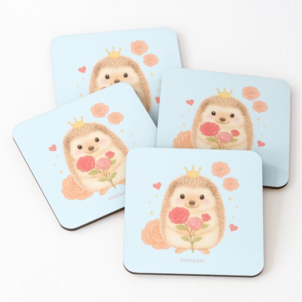 Item preview, Cute Hedgehog with Roses - Solid Blue designed and sold by HIMEKARI.