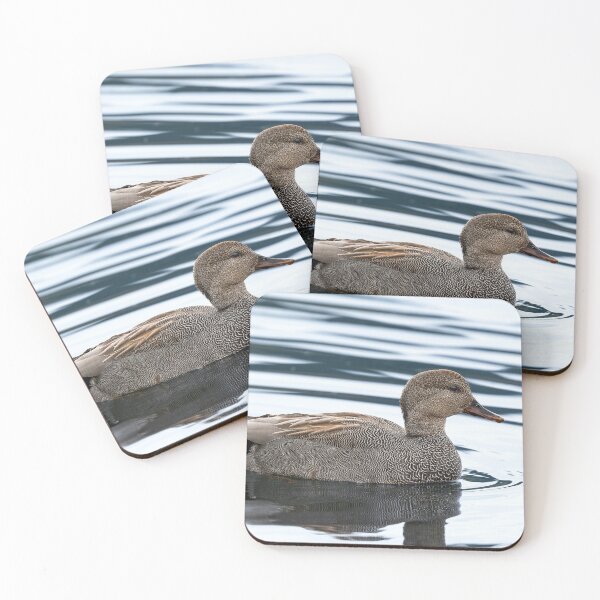 Item preview, Close profile of male gadwall duck floating on lake designed and sold by lisavonbiela.