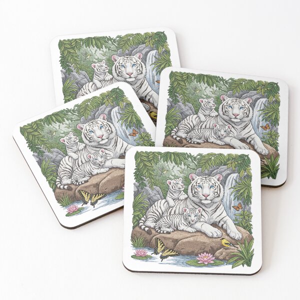 Item preview, White Tiger Family Waterfall Jungle Scenery designed and sold by TeeARTHY.