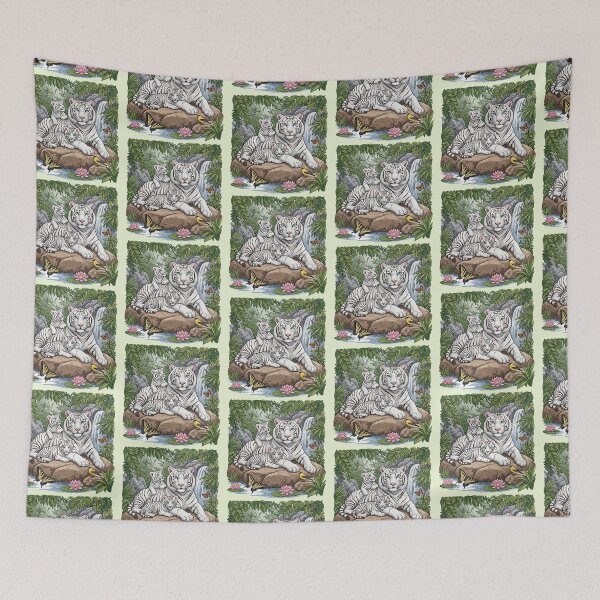 Item preview, White Tiger Family Waterfall Jungle Scenery designed and sold by TeeARTHY.