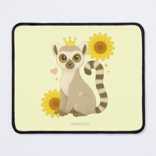 Item preview, Ring-Tailed Lemur with Sunflowers - Solid Cream designed and sold by HIMEKARI.