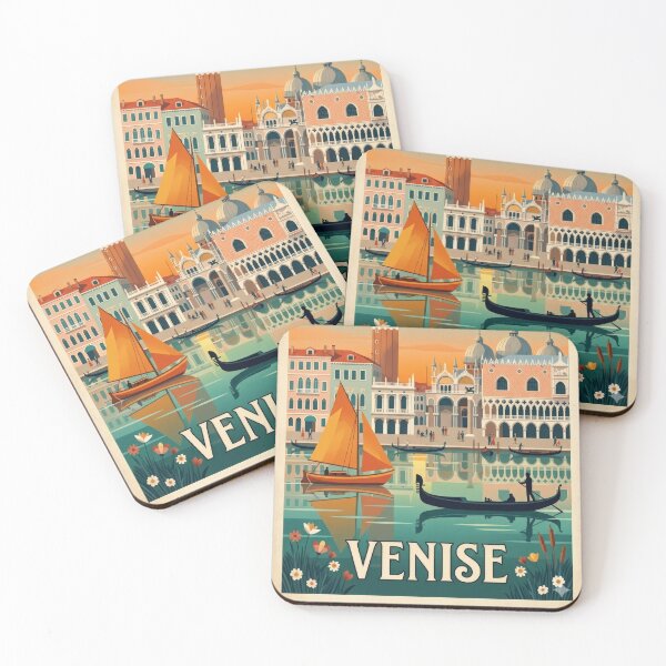 Item preview, Venice Italy Vintage Travel Poster | Gondola & St Mark’s Square Illustration | Retro Wall Art designed and sold by Witsprings.