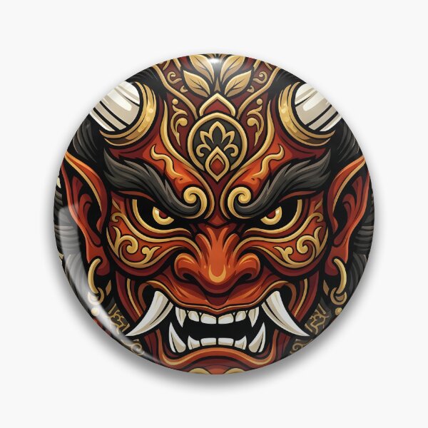 Aperçu de l'œuvre Ornement Oni rouge et or créée et vendue par AtanichiStore.