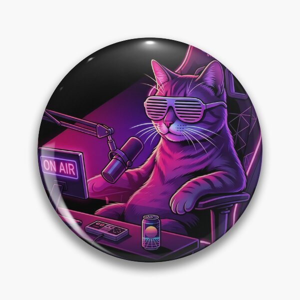 Item preview, Neon Cat Streamer – Synthwave Gamer Cat Aesthetic | Retro Vaporwave Gaming designed and sold by Offbeat Outfitters.