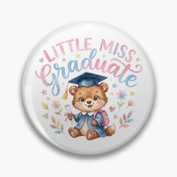Item preview, Adorable Watercolor Teddy Bear Graduation: Little Miss Graduate with Pastel Flowers designed and sold by VibranPalette.