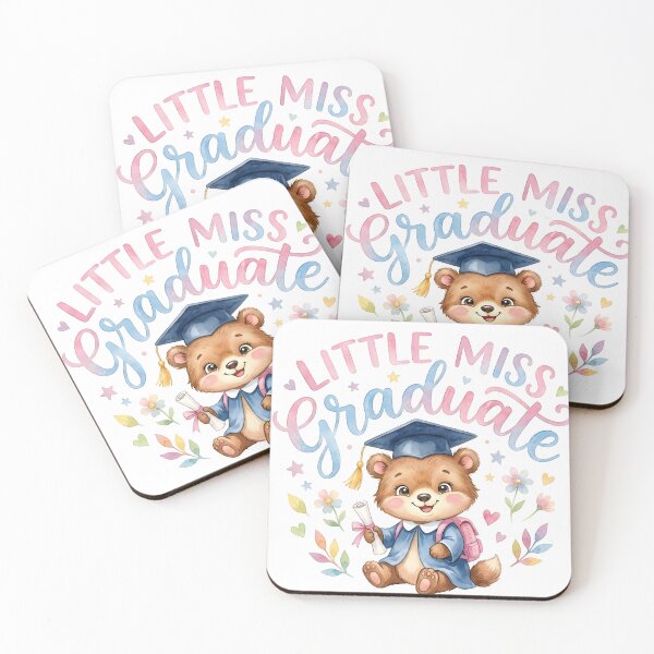 Item preview, Adorable Watercolor Teddy Bear Graduation: Little Miss Graduate with Pastel Flowers designed and sold by VibranPalette.