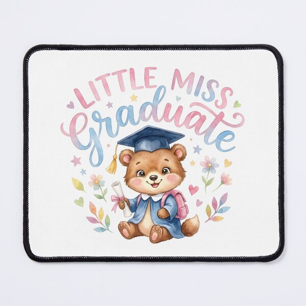 Item preview, Adorable Watercolor Teddy Bear Graduation: Little Miss Graduate with Pastel Flowers designed and sold by VibranPalette.