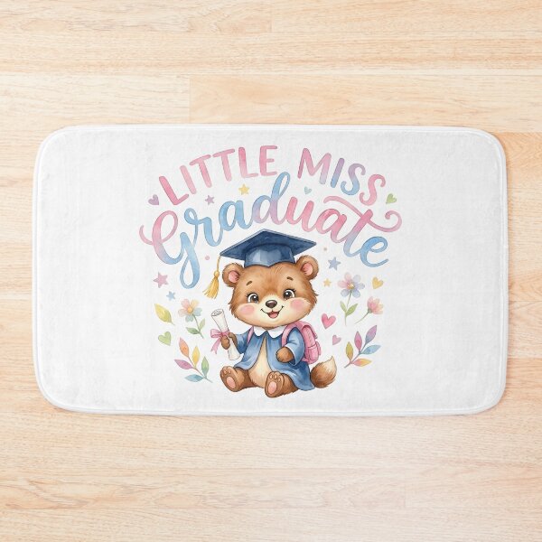 Item preview, Adorable Watercolor Teddy Bear Graduation: Little Miss Graduate with Pastel Flowers designed and sold by VibranPalette.
