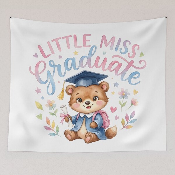 Item preview, Adorable Watercolor Teddy Bear Graduation: Little Miss Graduate with Pastel Flowers designed and sold by VibranPalette.