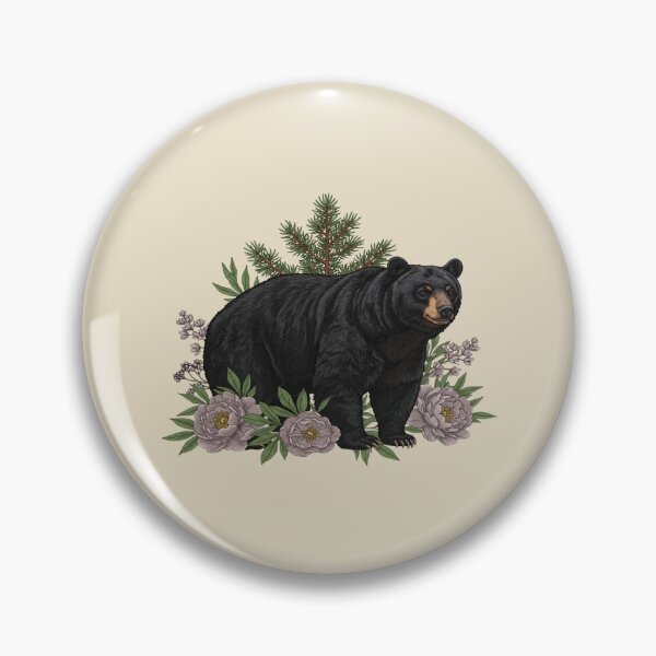 Item preview, Black Bear With Lavender Peonies And Pine Branches designed and sold by BirdsnStuff.