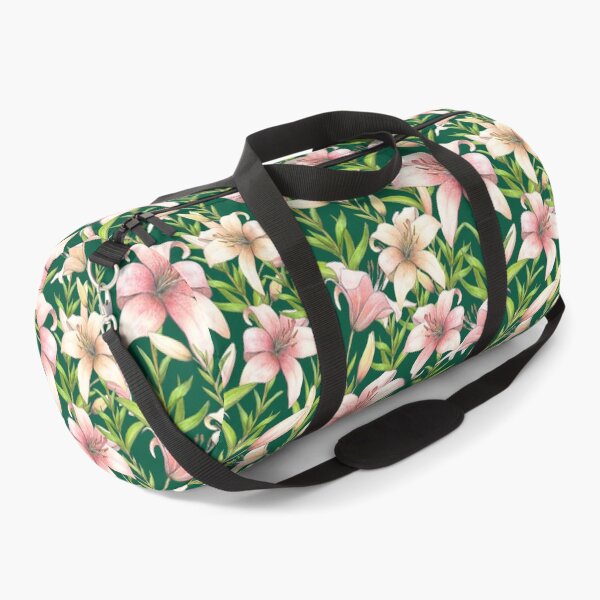 Item preview, Pink and Cream Garden Lilies on Emerald Green designed and sold by Nadya Neklioudova.