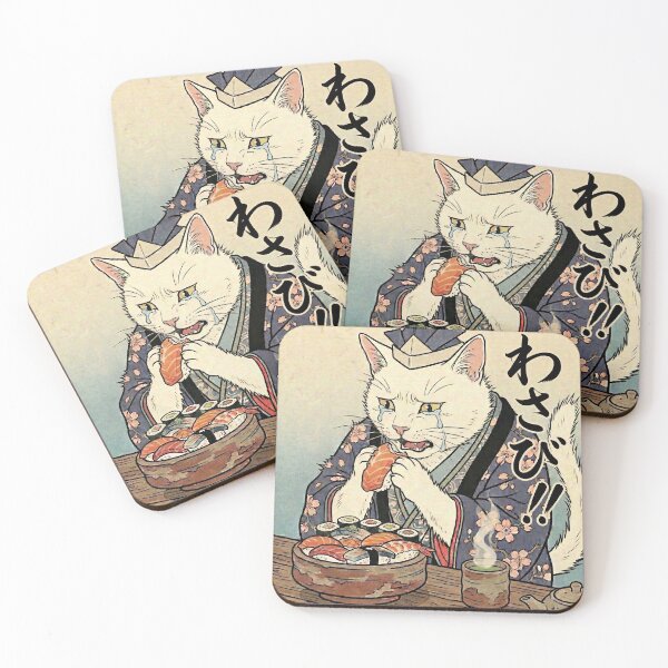 Item preview, Cat Crying from Wasabi — Neko no Wasabi Jigoku Zu | Japanese Ukiyo-e Cat Art designed and sold by Ukiyo Neko Hyakkei - Cats of the Floating World-.