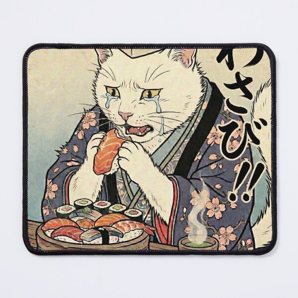 Item preview, Cat Crying from Wasabi — Neko no Wasabi Jigoku Zu | Japanese Ukiyo-e Cat Art designed and sold by Ukiyo Neko Hyakkei - Cats of the Floating World-.