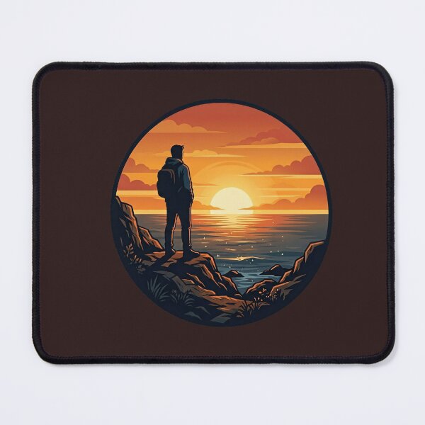 Item preview, Chasing Sunsets: Hiker Silhouette on Coastal Cliff designed and sold by Stardust_Sketches.