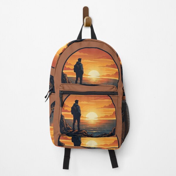 Item preview, Chasing Sunsets: Hiker Silhouette on Coastal Cliff designed and sold by Stardust_Sketches.