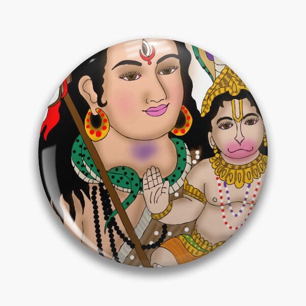 Item preview, Shankar and Hanuman Divine Artwork – Shiva Devotion Spiritual Illustration designed and sold by Harshit_Digital_Arts.