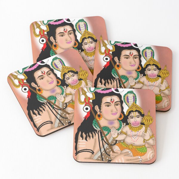 Item preview, Shankar and Hanuman Divine Artwork – Shiva Devotion Spiritual Illustration designed and sold by Harshit_Digital_Arts.