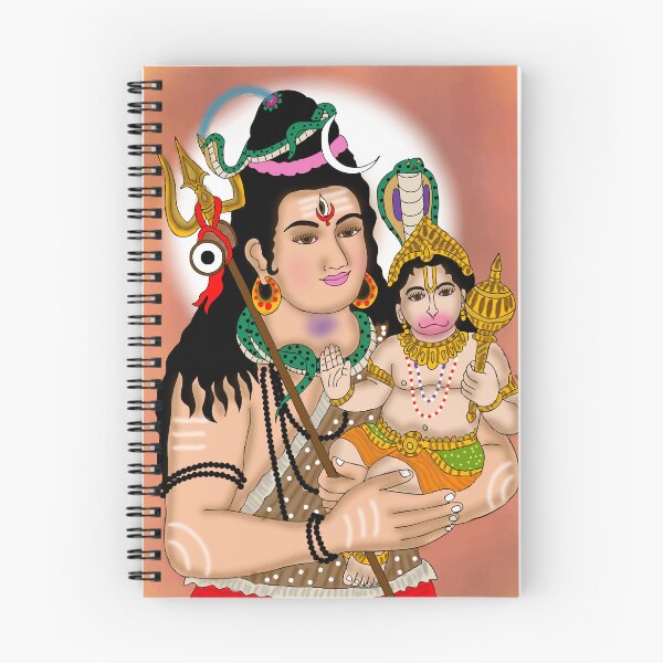 Item preview, Shankar and Hanuman Divine Artwork – Shiva Devotion Spiritual Illustration designed and sold by Harshit_Digital_Arts.