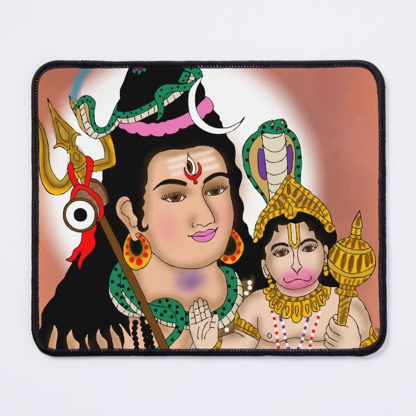 Item preview, Shankar and Hanuman Divine Artwork – Shiva Devotion Spiritual Illustration designed and sold by Harshit_Digital_Arts.