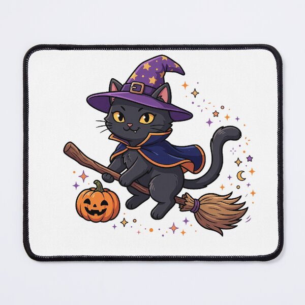 Item preview, Cute Halloween Cat on Broom designed and sold by MzulhilmiZam.