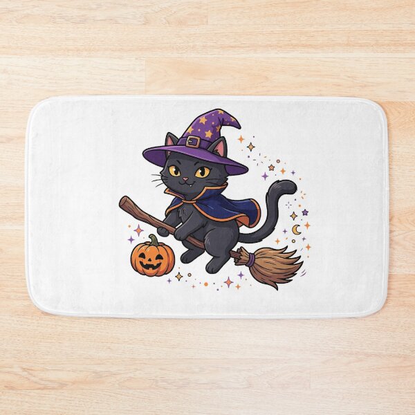 Item preview, Cute Halloween Cat on Broom designed and sold by MzulhilmiZam.