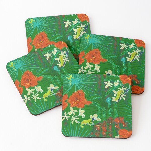 Item preview, Hot House Tropical Floral with Geckos, Frogs, Plumeria, and Palms designed and sold by LoveAlways-AEP.