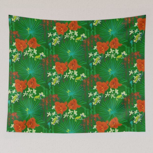 Item preview, Hot House Tropical Floral with Geckos, Frogs, Plumeria, and Palms designed and sold by LoveAlways-AEP.